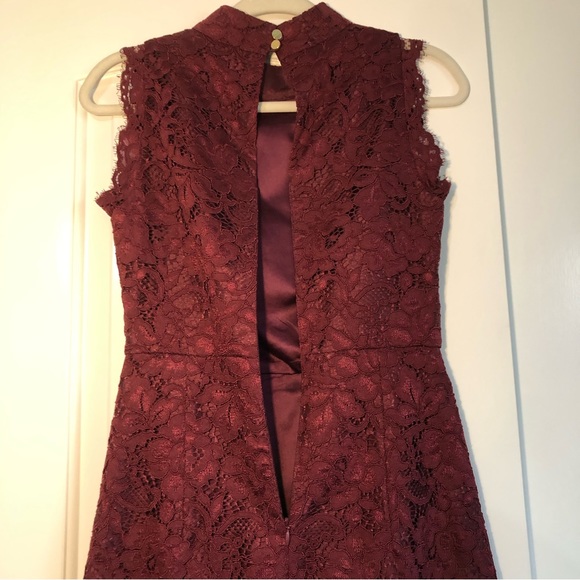 Ted Baker | London Maroon/Burgundy Lace Sheath Dress Sleeveless | Size 1 - Picture 5 of 15